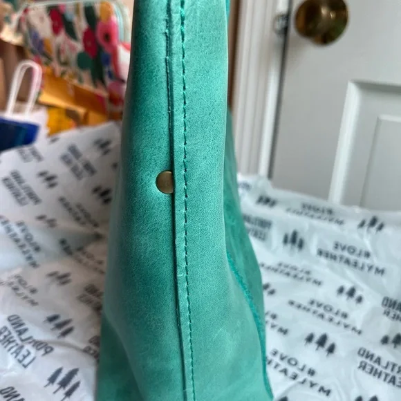 Portland Leather mini zip crossbody tote in reef - Picture 4 of 6